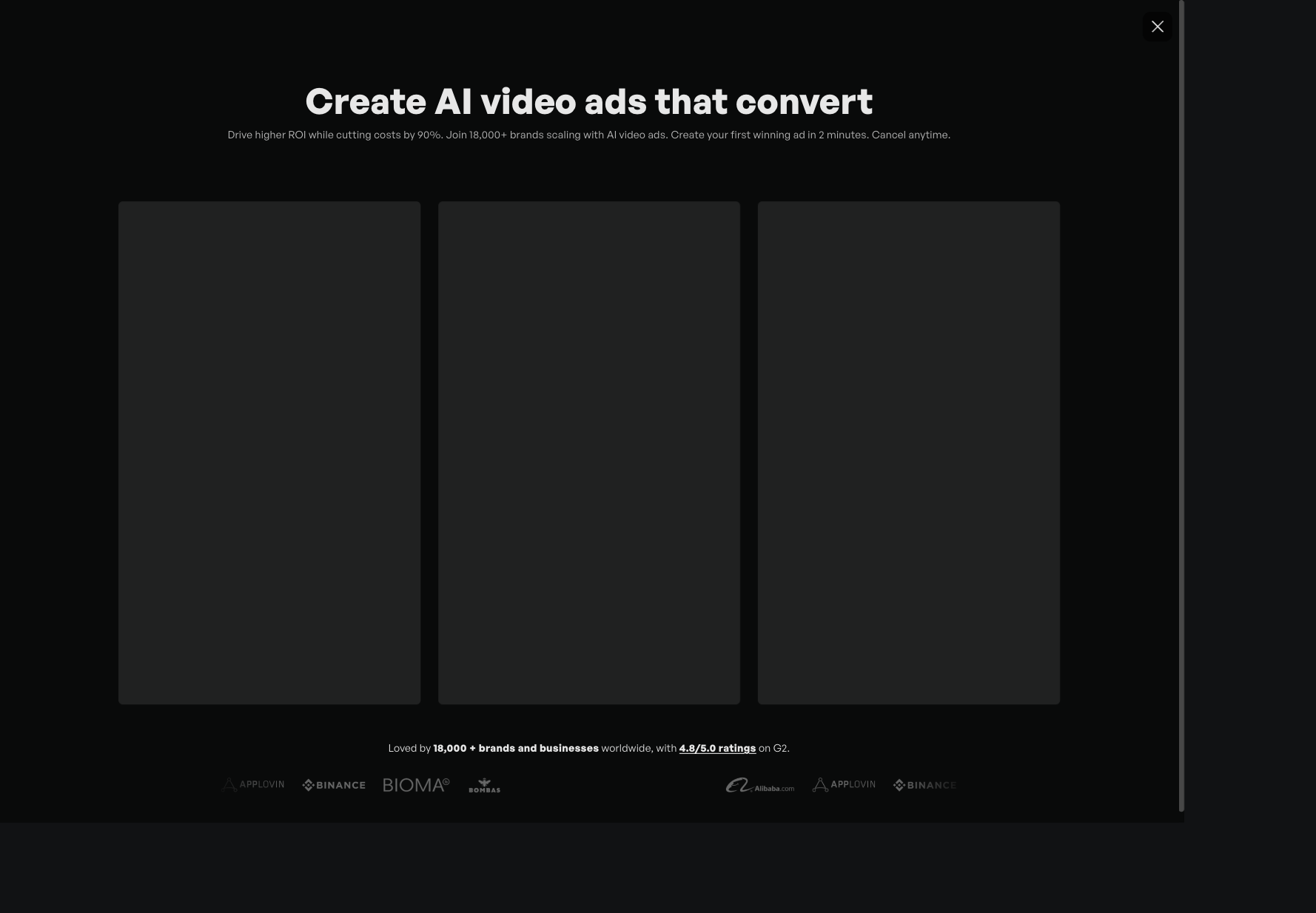 Creatify landing page screenshot showing AI video ad generator positioning